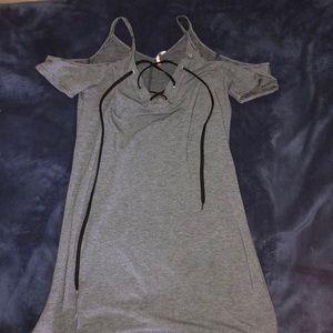 Dress with Grey with white stripes